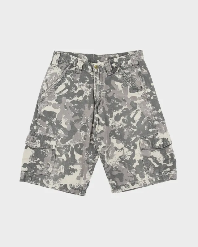 Vintage Carhartt B289 Charcoal Camo Rugged Canvas Relaxed Fit Utility Cargo Shorts - W30 made by Carhartt