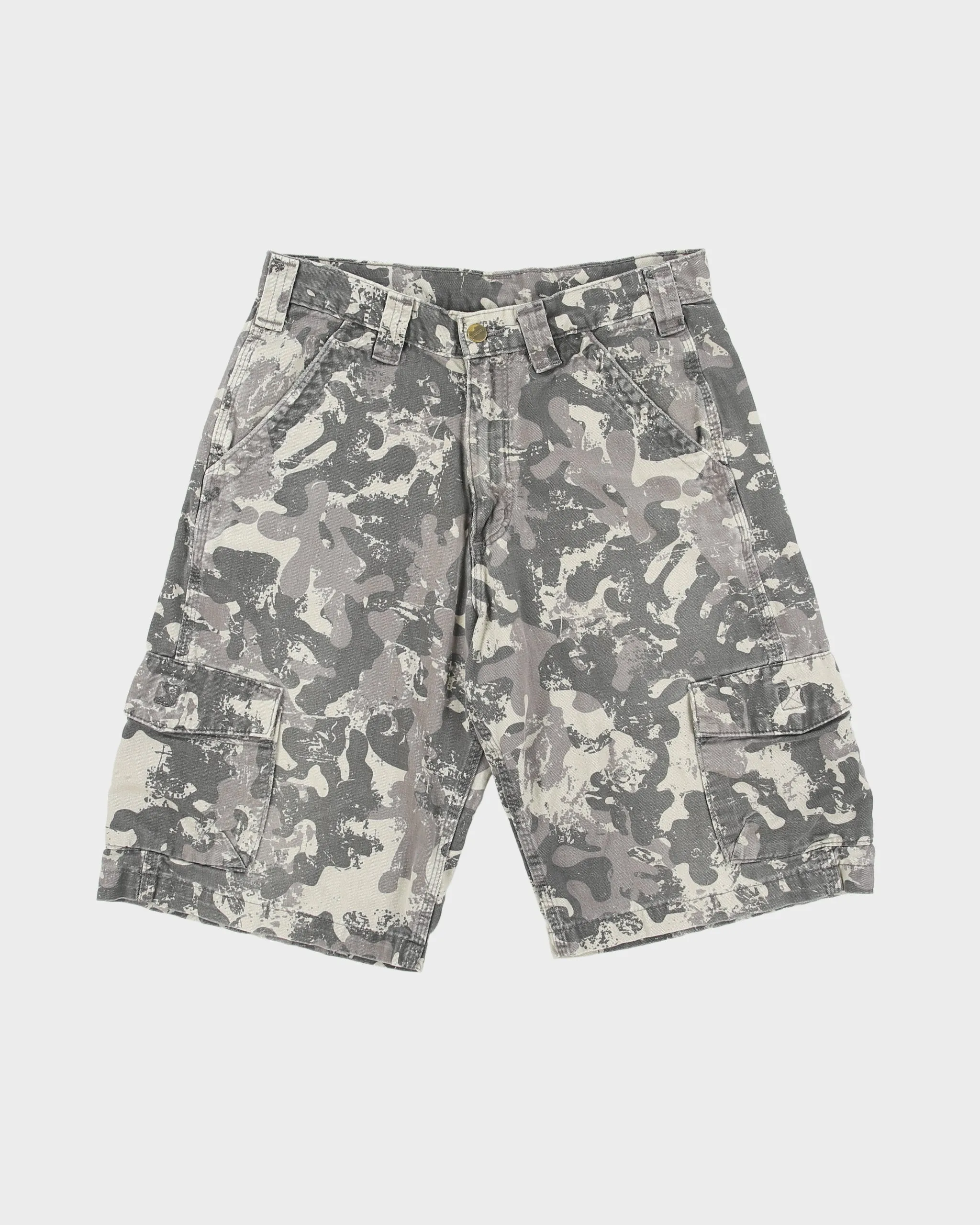 Vintage Carhartt B289 Charcoal Camo Rugged Canvas Relaxed Fit Utility Cargo Shorts - W30 sold by Rokit