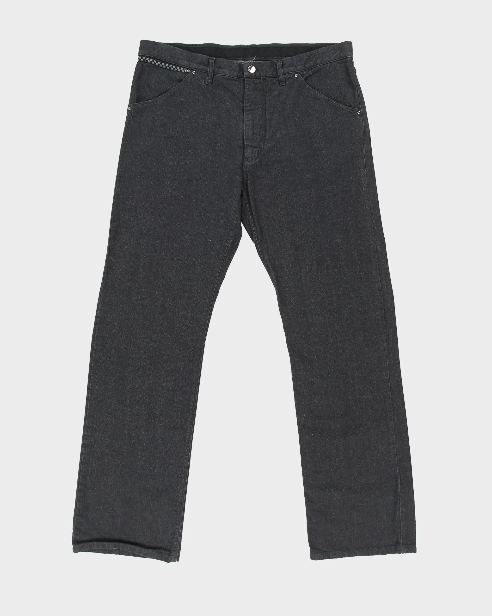Vintage F/W 2009 Louis Vuitton By Marc Jacobs Damier Mid Rise Embroidered Quatrefoil Pocket Relaxed Fit Straight Leg Denim Jeans - W36 L32 sold by Rokit