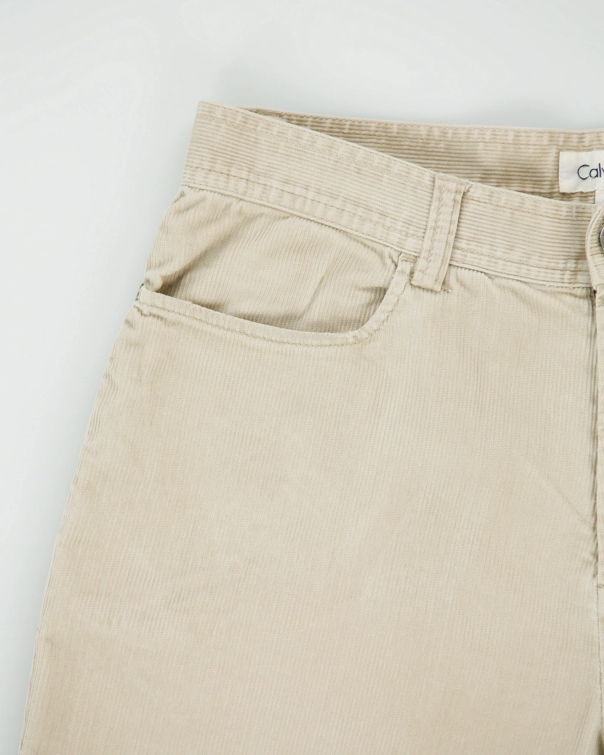 Vintage Y2K 00s Calvin Klein Khaki Corduroy Relaxed Fit Wide Leg Trousers - W30 L31 sold by Rokit product image thumbnail 3