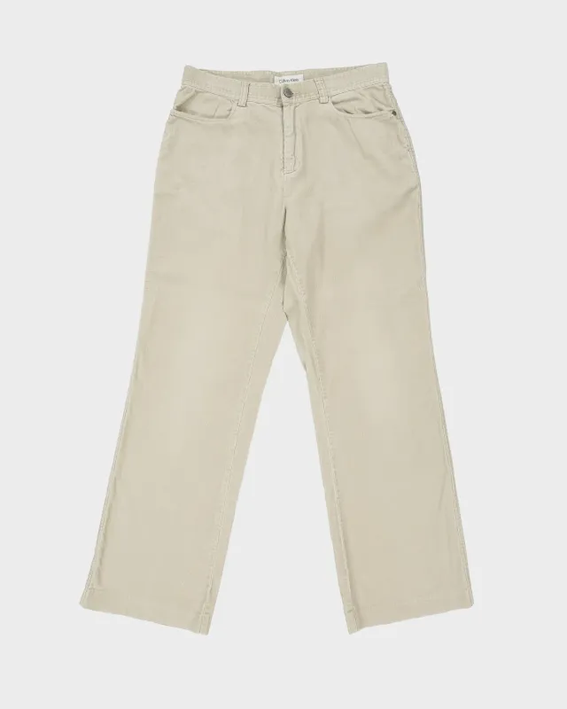 Vintage Y2K 00s Calvin Klein Khaki Corduroy Relaxed Fit Wide Leg Trousers - W30 L31 made by Calvin Klein
