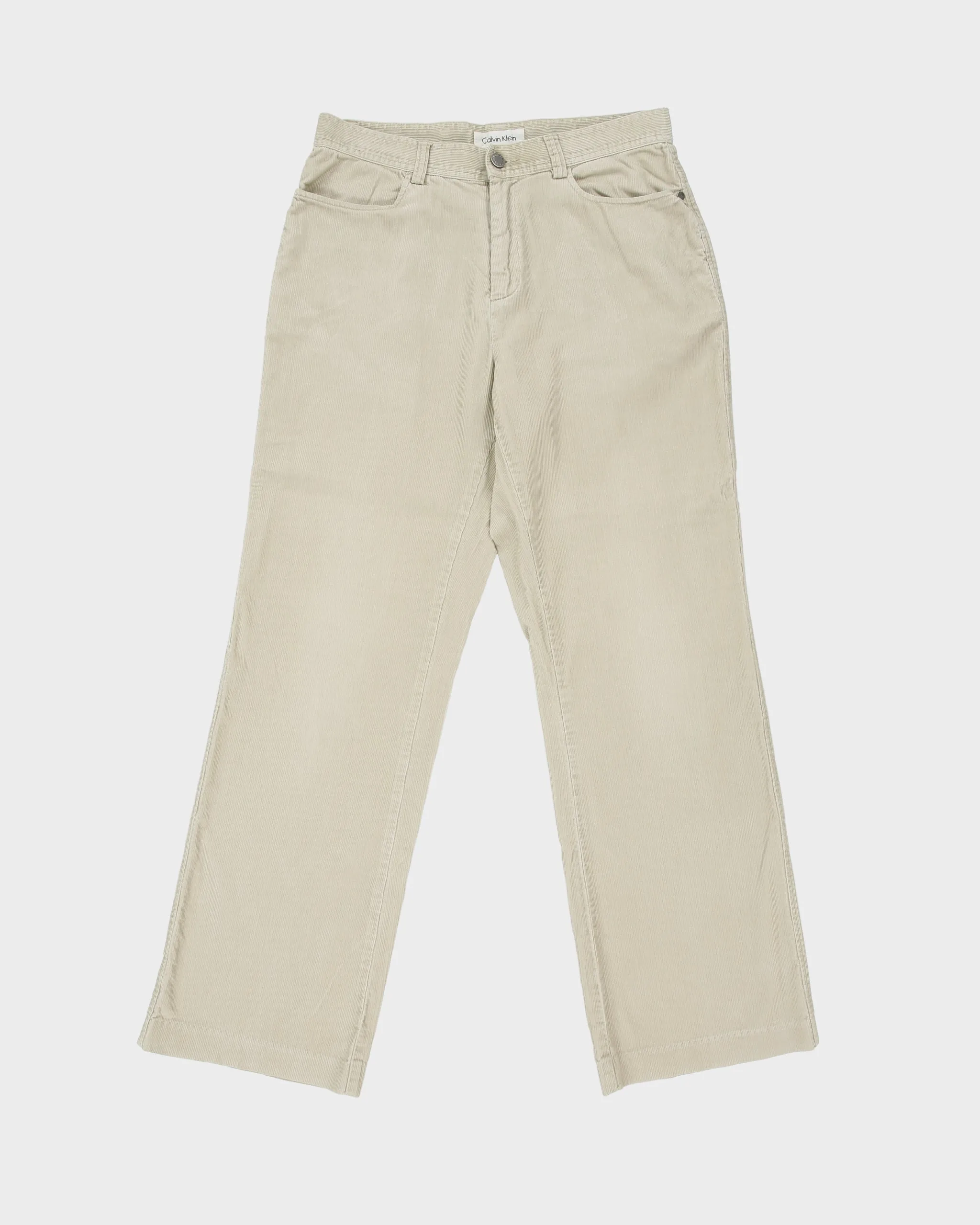 Vintage Y2K 00s Calvin Klein Khaki Corduroy Relaxed Fit Wide Leg Trousers - W30 L31 sold by Rokit