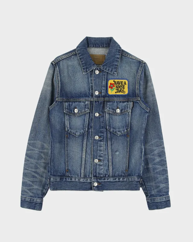 Sandro Have A Nice Day Patch Stone Wash Denim Type 3 Trucker Jacket - XS made by Rokit