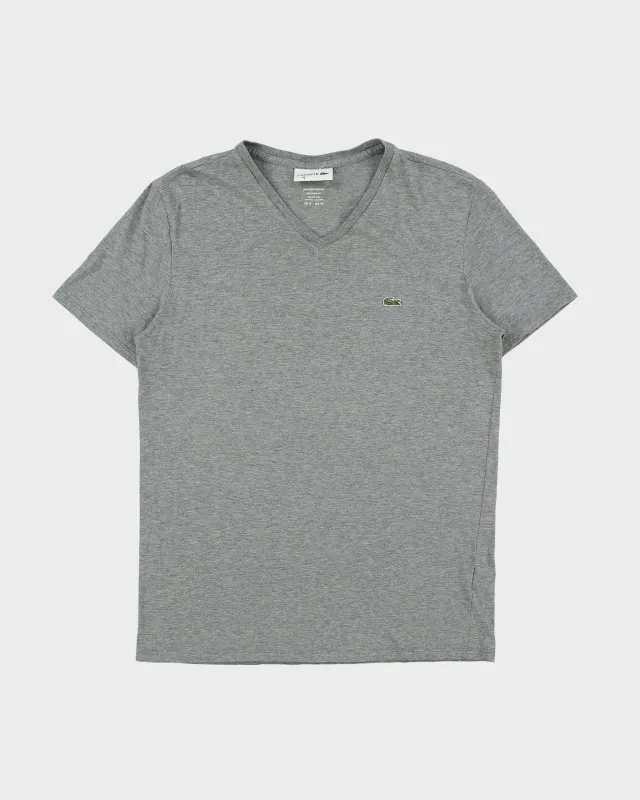 Vintage Lacoste Grey Marl Pima Cotton Classic Pique V-Neck T-Shirt - M made by Lacoste