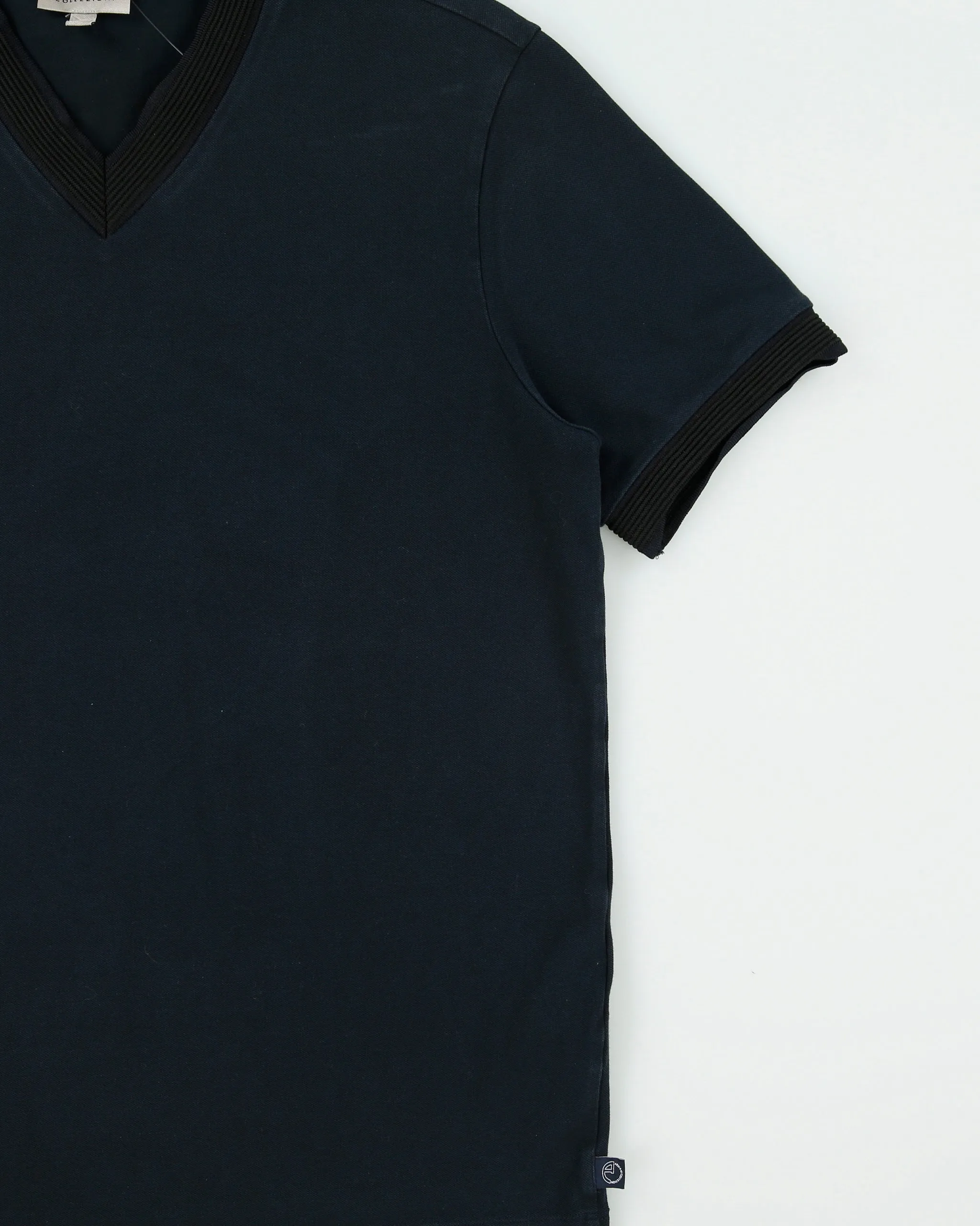 Vintage Armani Collezioni Heavyweight Ribbed V-Neck Ringer T-Shirt - L sold by Rokit product image thumbnail 3