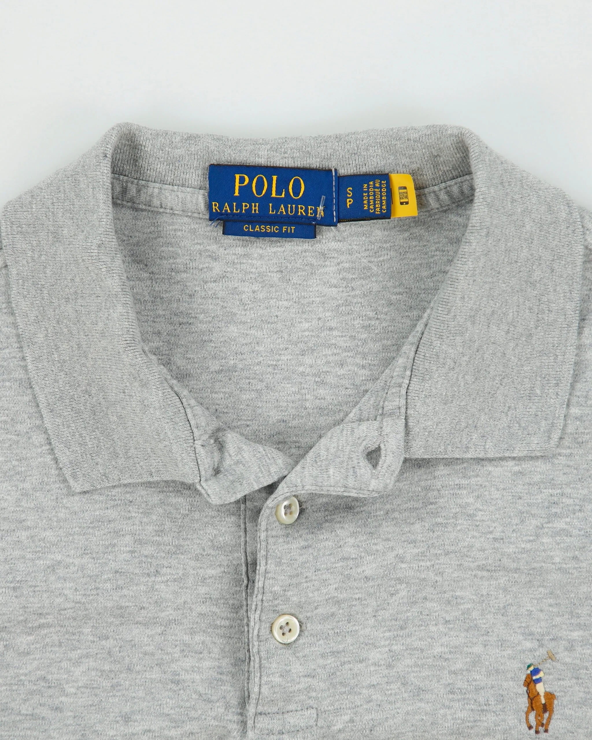 Vintage Polo Ralph Lauren Grey Marl Classic Fit Short Sleeve Polo Shirt - S sold by Rokit product image thumbnail 5