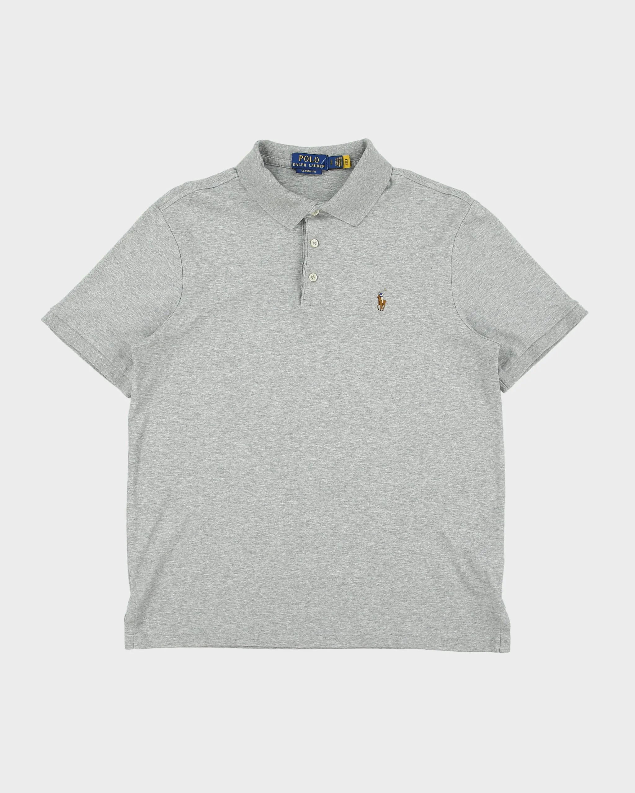 Vintage Polo Ralph Lauren Grey Marl Classic Fit Short Sleeve Polo Shirt - S sold by Rokit