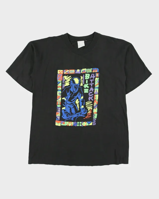 Vintage 1990s Bike Attack Heavyweight Single Stitch Made In America Crewneck T-Shirt - L made by Rokit