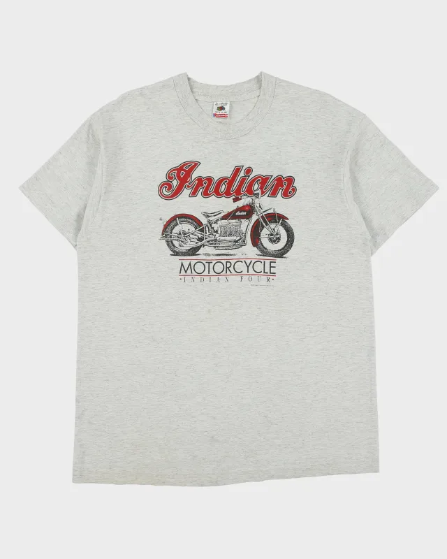 Vintage 1994 Indian Motorcycle Grey Marl Heavyweight Made In USA Single Stitch Crewneck T-Shirt - XL made by Rokit
