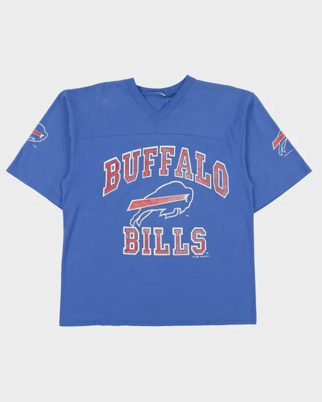 Vintage 1992 Buffalo Bills Heavyweight NFL Single Stitch Made In USA V-Neck American Football T-Shirt - L made by NFL