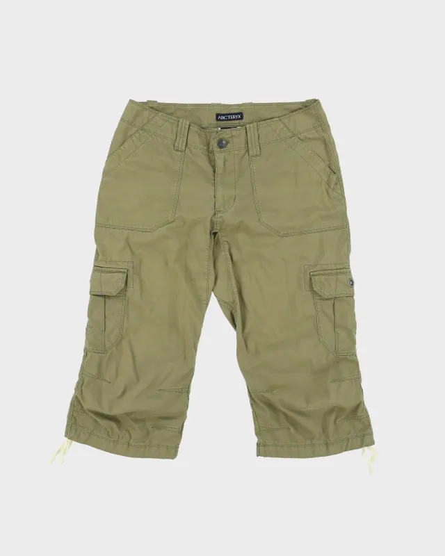 Vintage Y2K 00s Arc'teryx Women's Khaki Canvas Low Rise Cargo Capri Shorts - S made by Arc'teryx