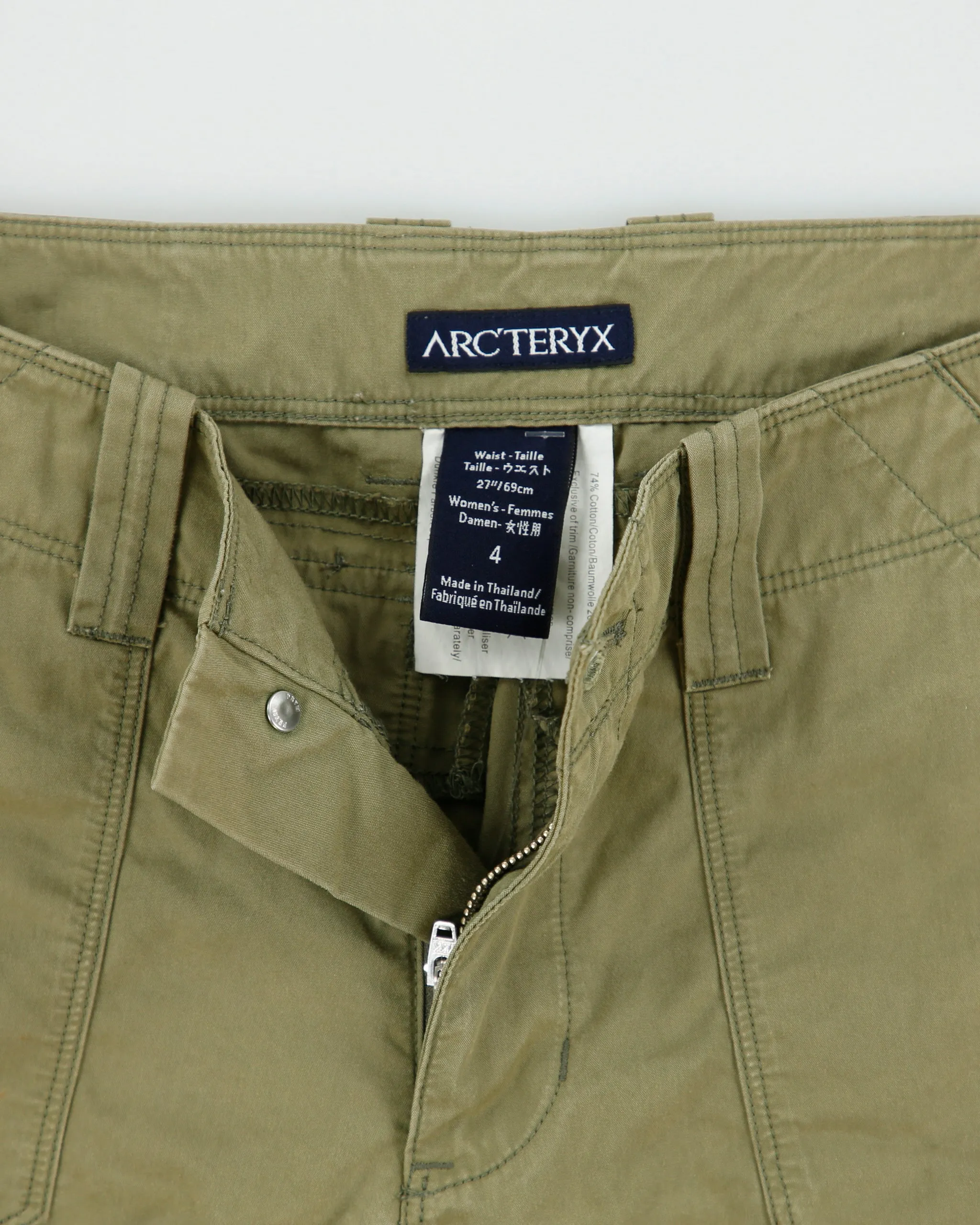 Vintage Y2K 00s Arc'teryx Women's Khaki Canvas Low Rise Cargo Capri Shorts - S sold by Rokit product image thumbnail 5