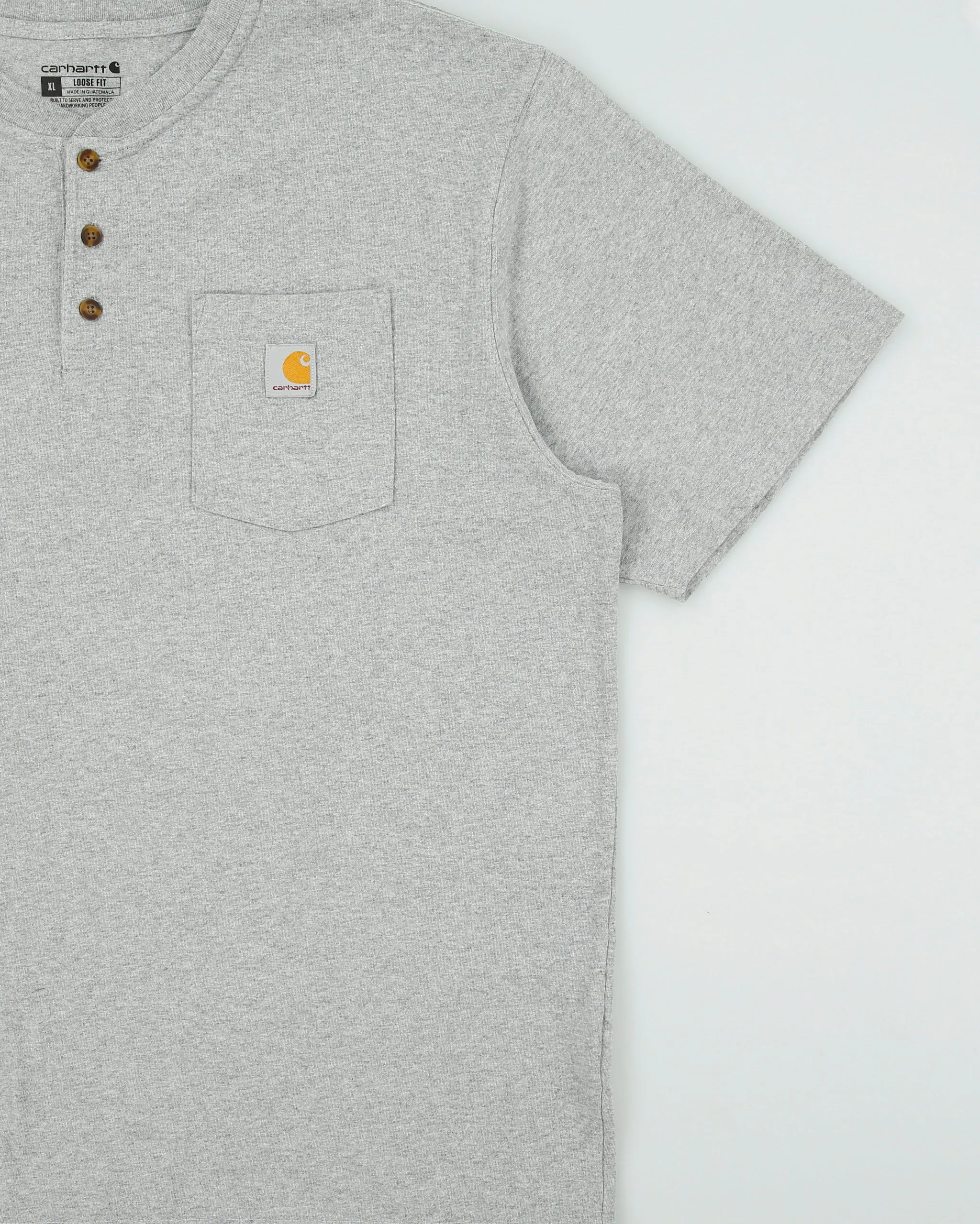 Vintage Carhartt Grey Marl Heavyweight Loose Fit Crewneck Henley T-Shirt - XL sold by Rokit product image thumbnail 3