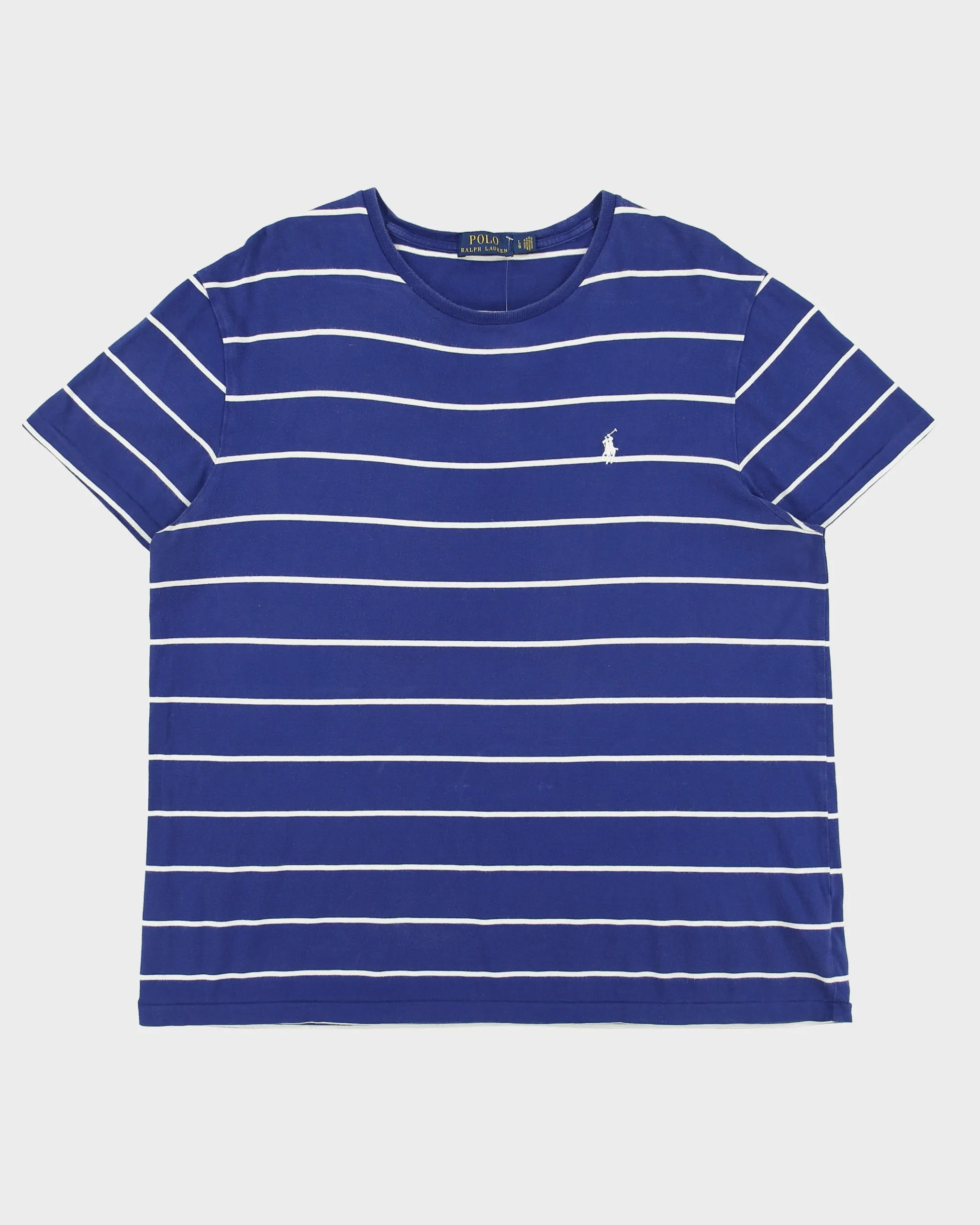 Vintage Polo Ralph Lauren Heavyweight Striped Single Stitch Crewneck T-Shirt - L sold by Rokit