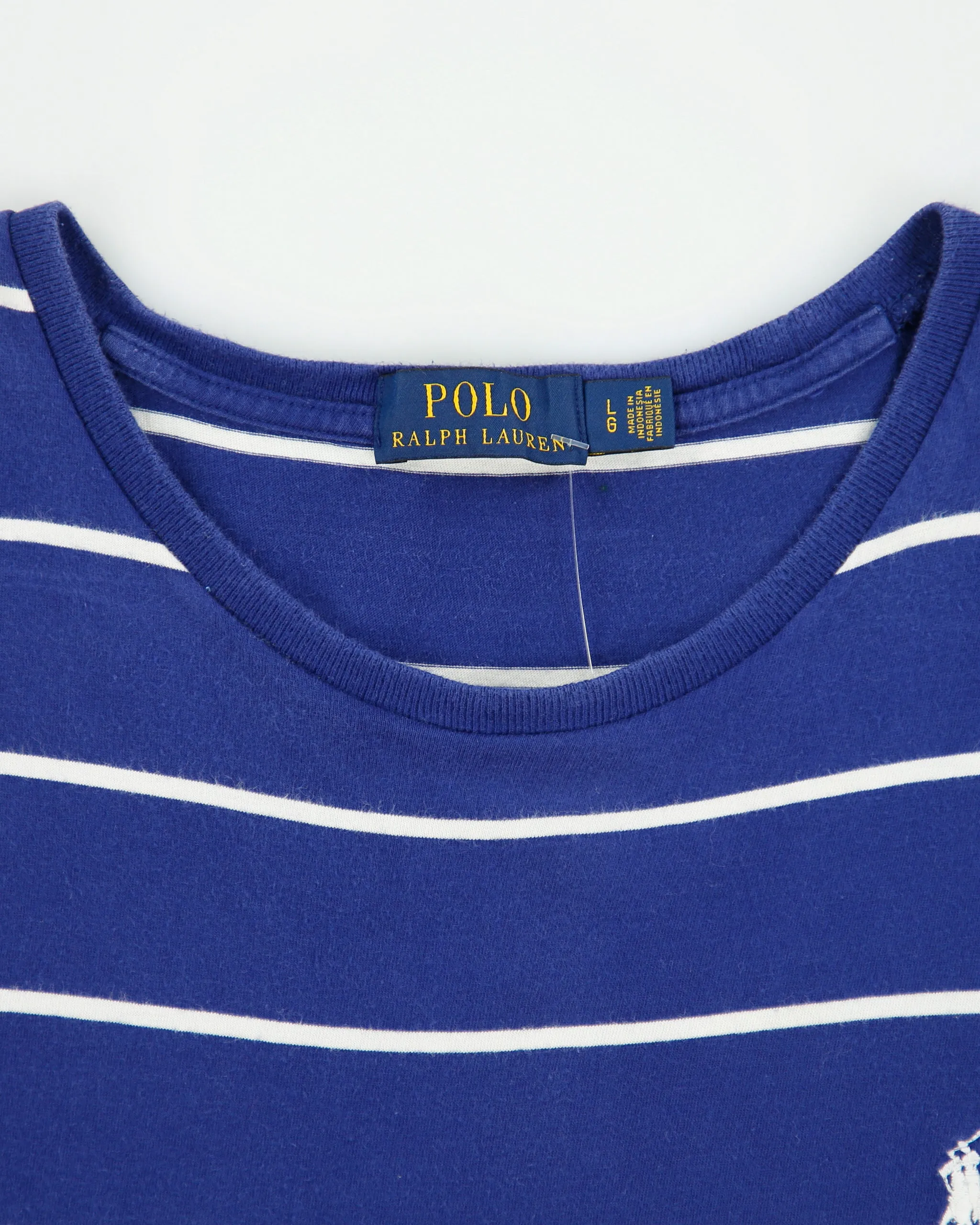 Vintage Polo Ralph Lauren Heavyweight Striped Single Stitch Crewneck T-Shirt - L sold by Rokit product image thumbnail 5