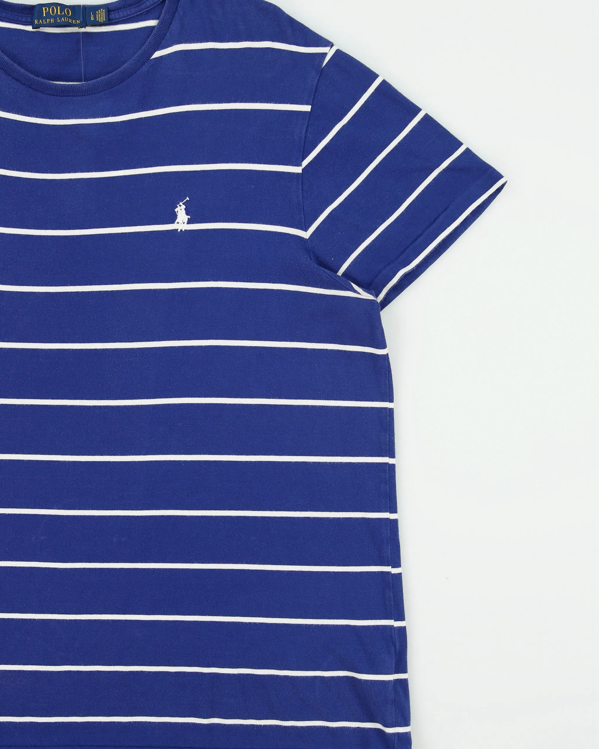 Vintage Polo Ralph Lauren Heavyweight Striped Single Stitch Crewneck T-Shirt - L sold by Rokit product image thumbnail 3