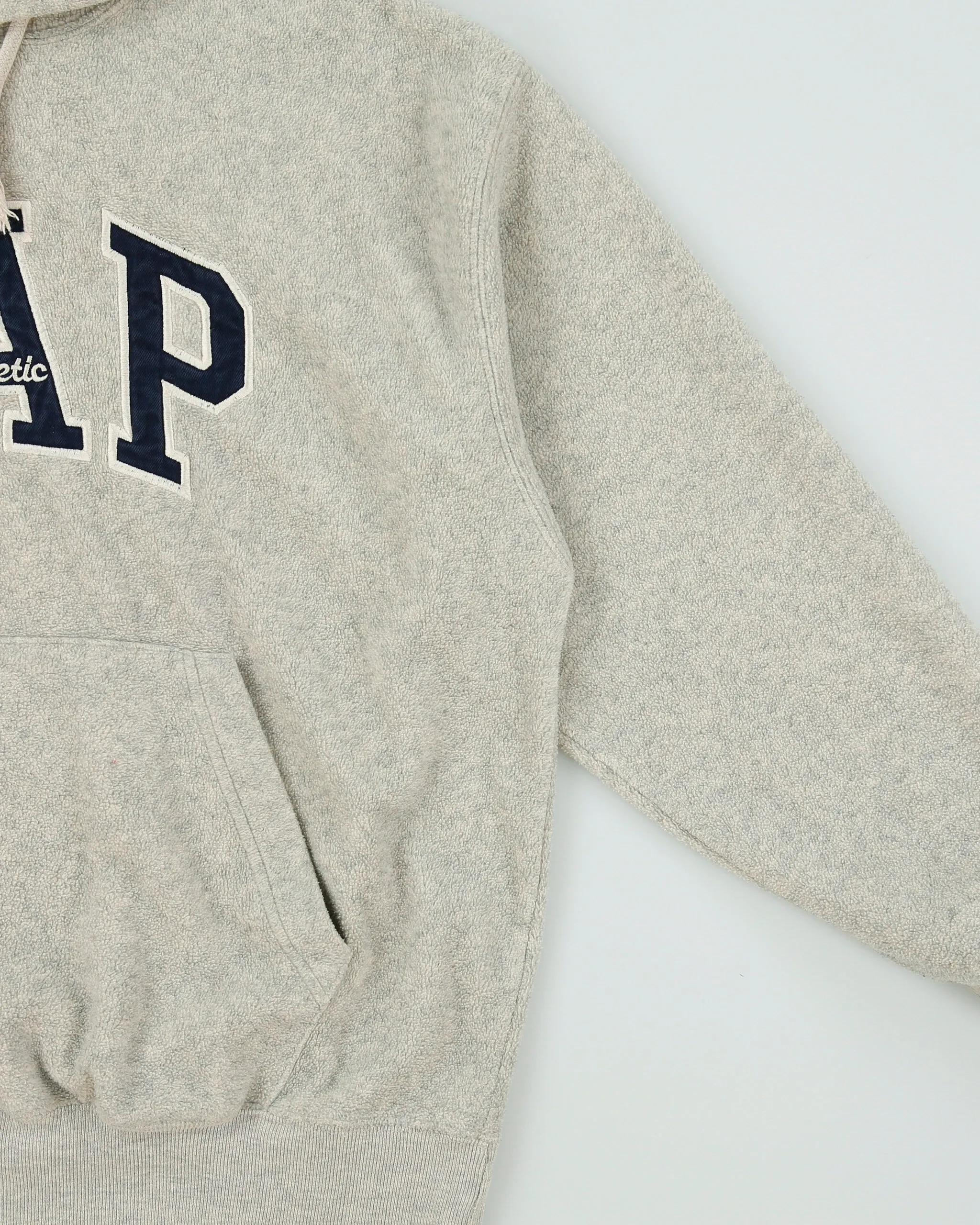Vintage Y2K 00s Gap Marl Grey Embroidered Oversized Pullover Fleece Hoodie - XS sold by Rokit product image thumbnail 3