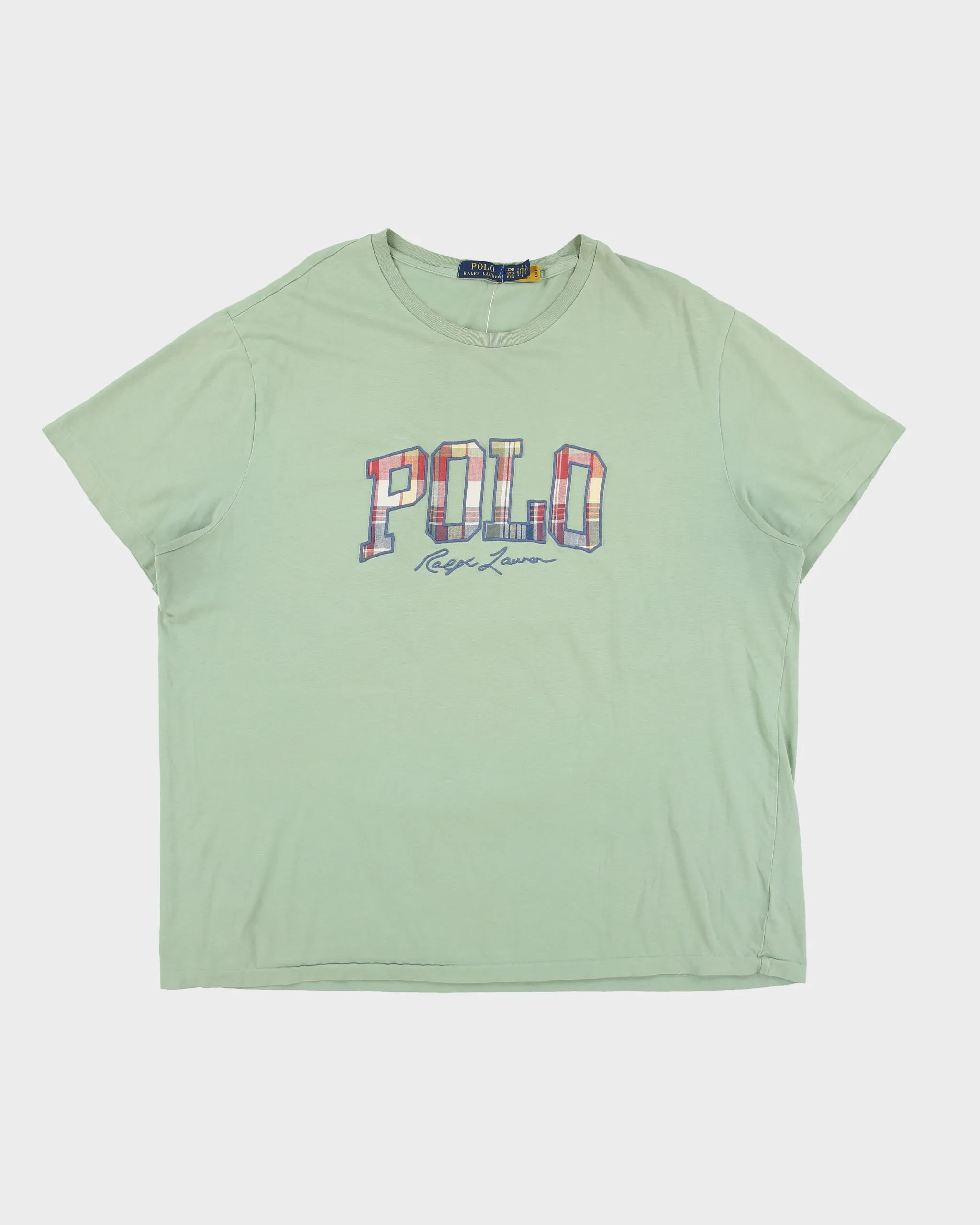 Vintage Polo Ralph Lauren Sage Heavyweight Plaid Embroidered Crewneck T-Shirt - XXL sold by Rokit