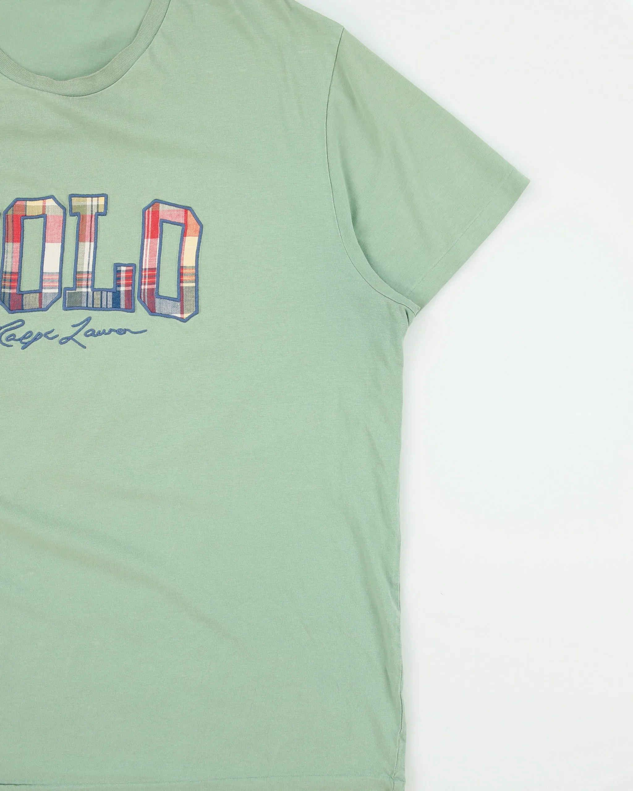 Vintage Polo Ralph Lauren Sage Heavyweight Plaid Embroidered Crewneck T-Shirt - XXL sold by Rokit product image thumbnail 3