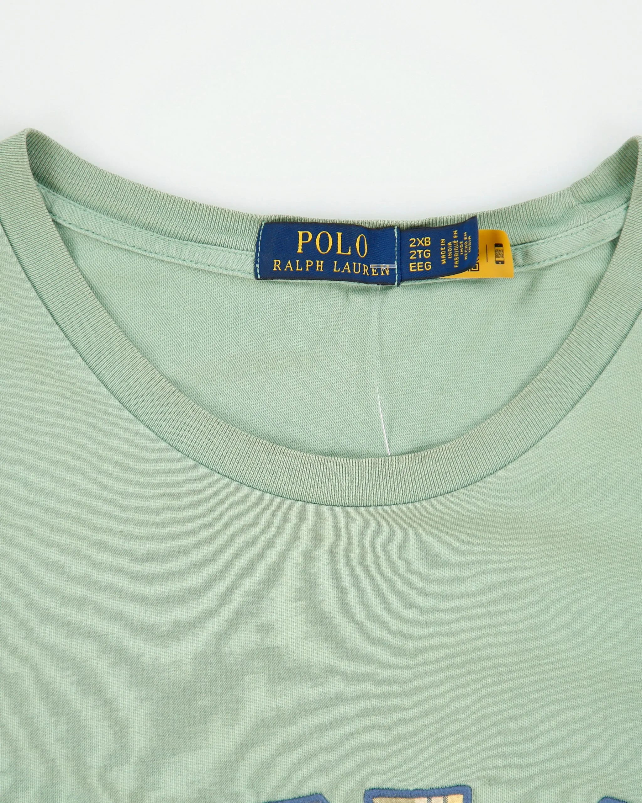 Vintage Polo Ralph Lauren Sage Heavyweight Plaid Embroidered Crewneck T-Shirt - XXL sold by Rokit product image thumbnail 5