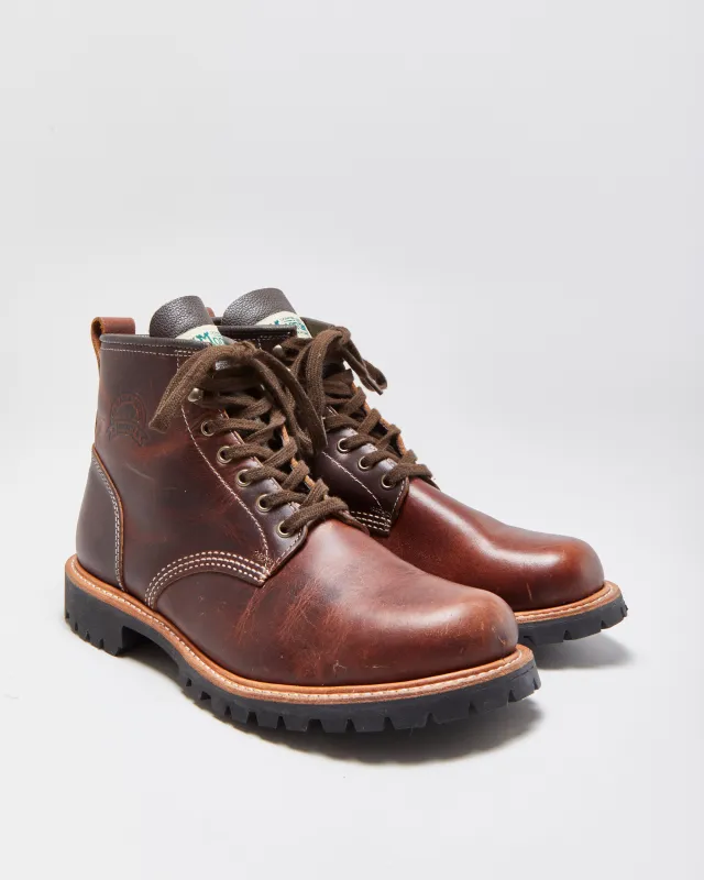 DS Canada West Moorby 6" Pecan Tumbled Leather Handcrafted In America Goodyear Welted Vibram Round Toe Ankle Boots - UK10 made by Rokit
