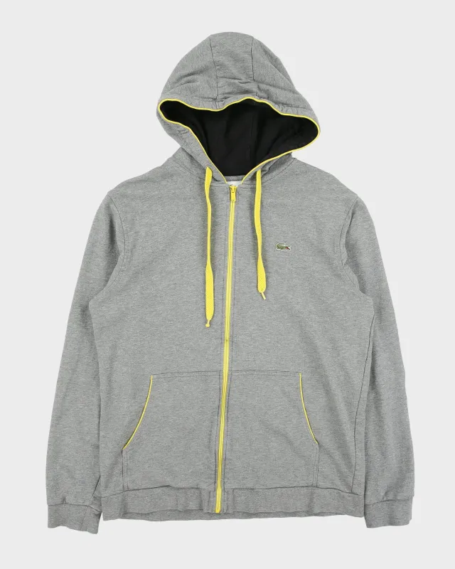 Vintage Y2K 00s Lacoste Sport Marl Grey 1927 Classic Pique Zip-Up Hoodie - XL made by Lacoste