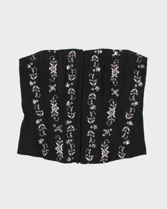 Vintage 90s/Y2K Le Chateau Embroidered and Sequined Satin Corset - L sold by Rokit