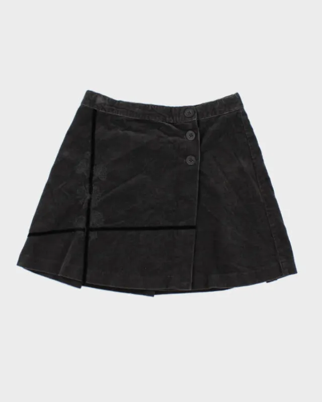 Y2k 00s Corduroy Embroidered Wrap Skirt - XS sold by Rokit