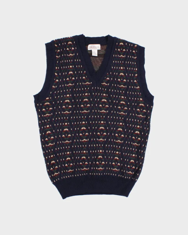 Blue Patterned Knitted Tank Top - M / L sold by Rokit