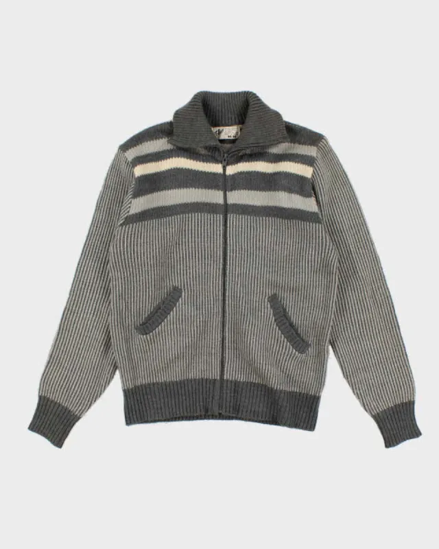 Vintage Striped Zip-Up Jumper - M sold by Rokit