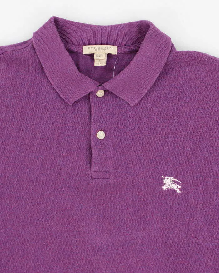 Mens Purple Burberry Brit Polo Shirt - L sold by Rokit product image thumbnail 3