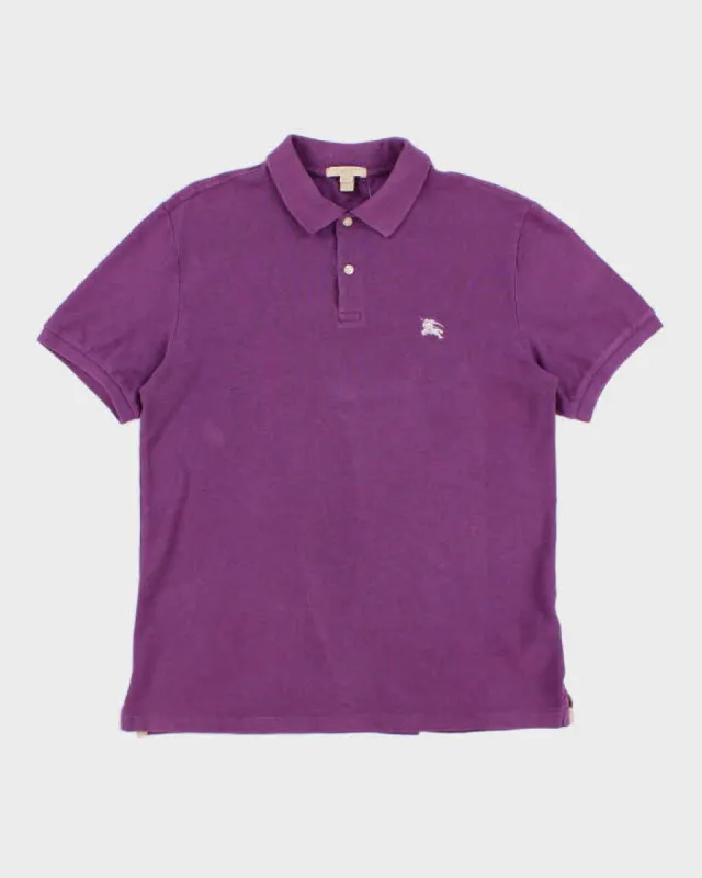 Mens Purple Burberry Brit Polo Shirt - L made by Burberry
