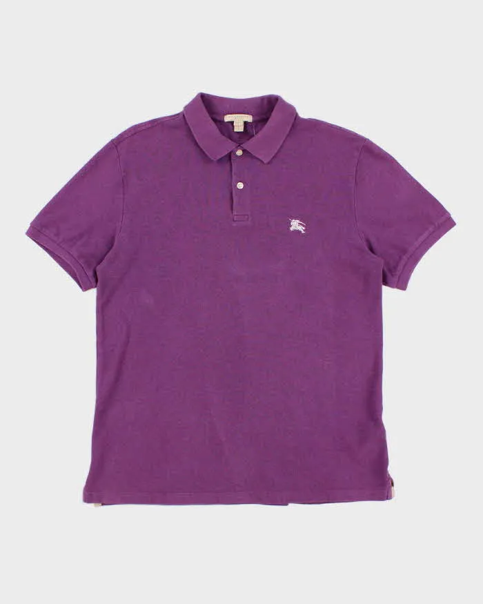 Mens Purple Burberry Brit Polo Shirt - L sold by Rokit
