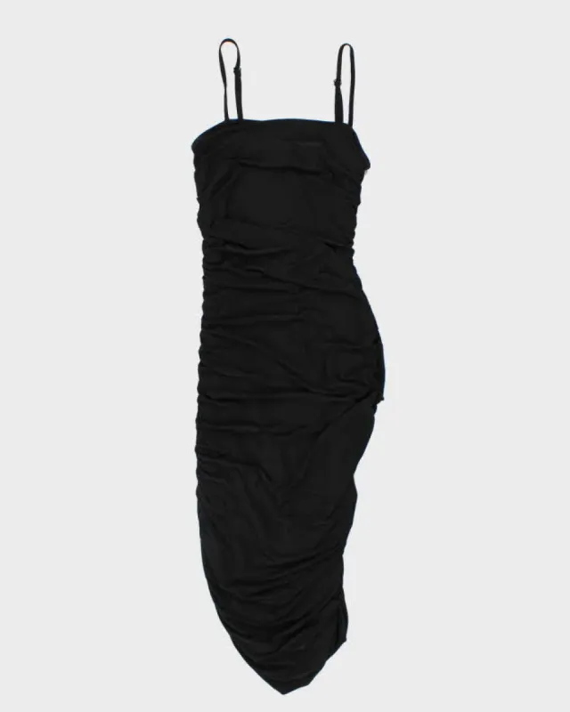 Womens Guess Y2K Black Ruched Strappy Slinky Party Dress - S made by Guess