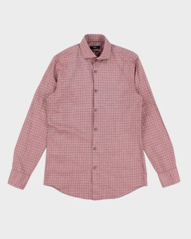 Mens Boss Pink Checked Button Up Shirt - L made by Rokit
