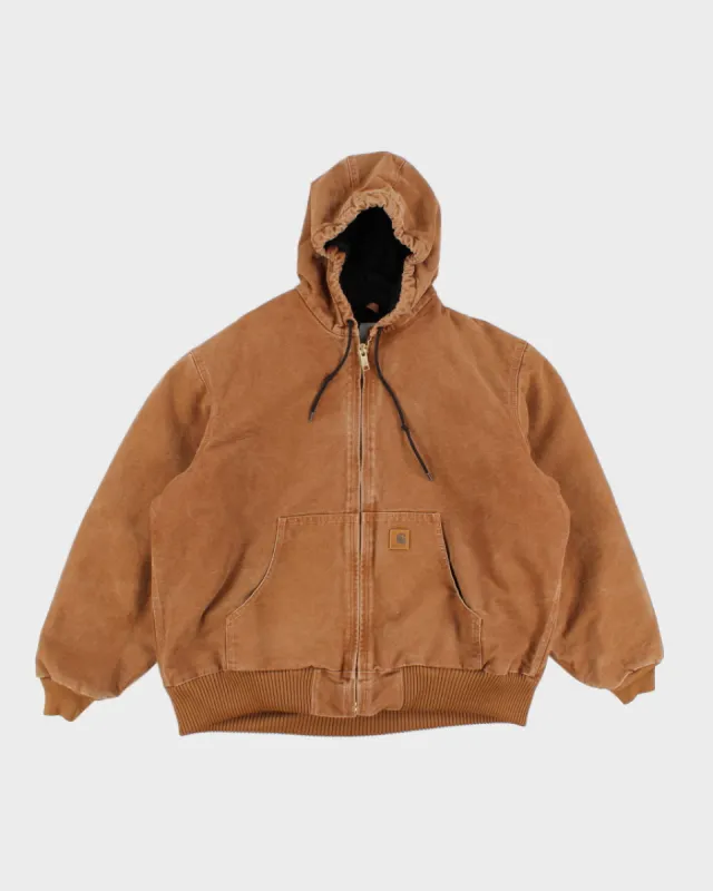 Vintage Men's tan Zip Up Hooded Fleeced Lined Carhartt Jacket - XL sold by Rokit