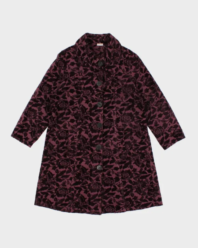 Vintage 90s CMC Tapestry Style Purple Coat - L sold by Rokit