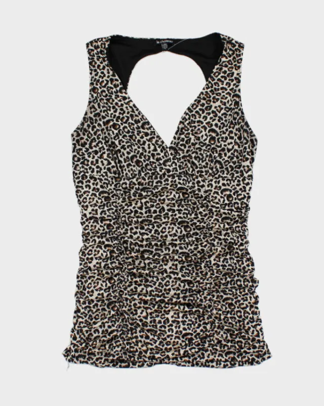Y2k 00s Le Chateau Leopard Cut-out Top - M sold by Rokit