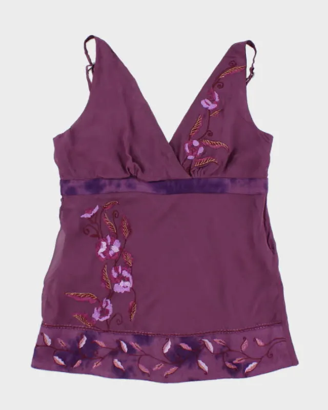Vintage 90s Le Chateau Purple Embroidered Cami Top - S sold by Rokit