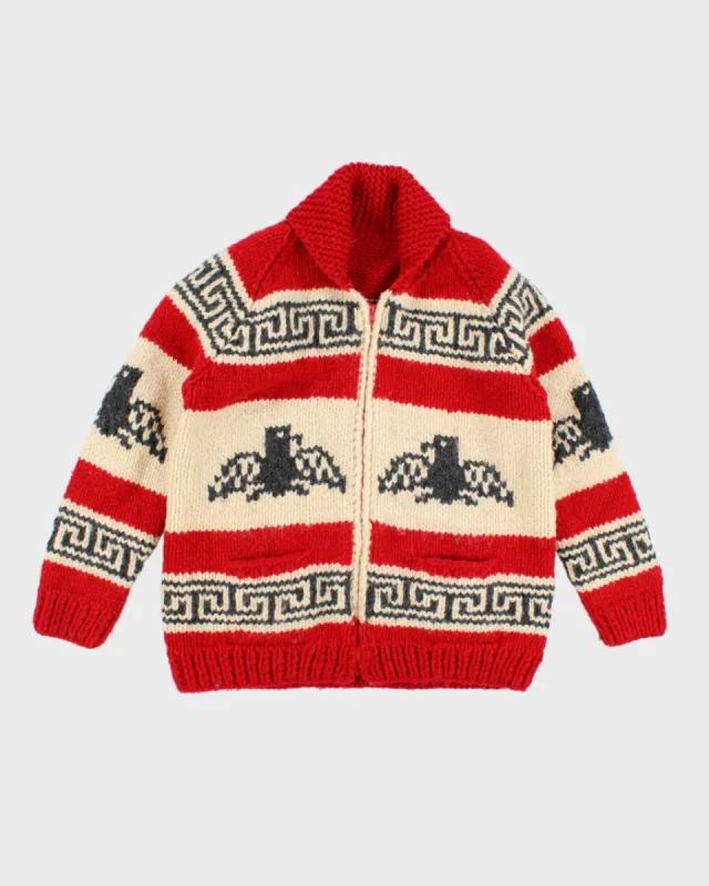 Vintage Handknit Red Patterned Cowichan - XL sold by Rokit