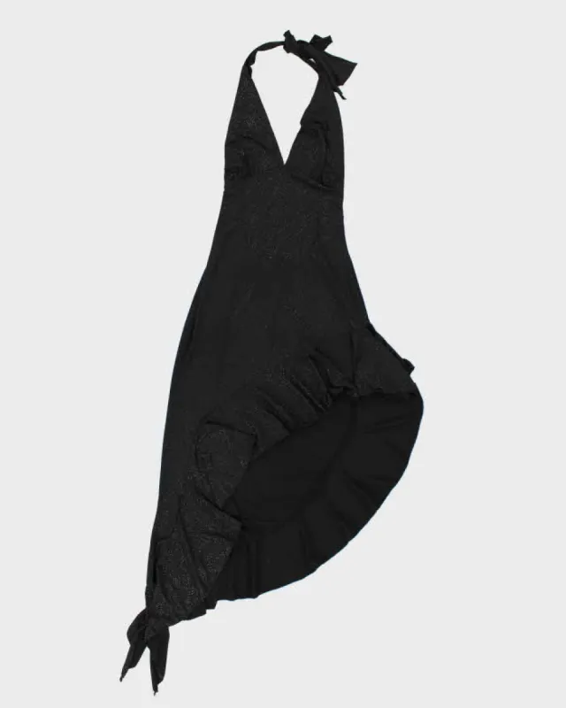 Vintage 90s Sabora Black Backless Sparkly Halter Dress - S sold by Rokit