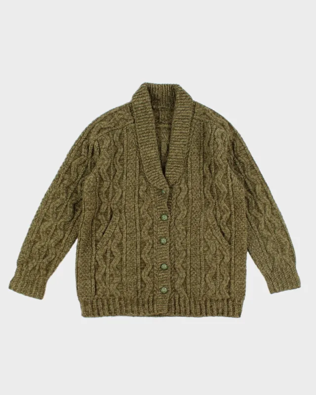 Vintage Grandad-core Chunky Knit Cardigan - M sold by Rokit
