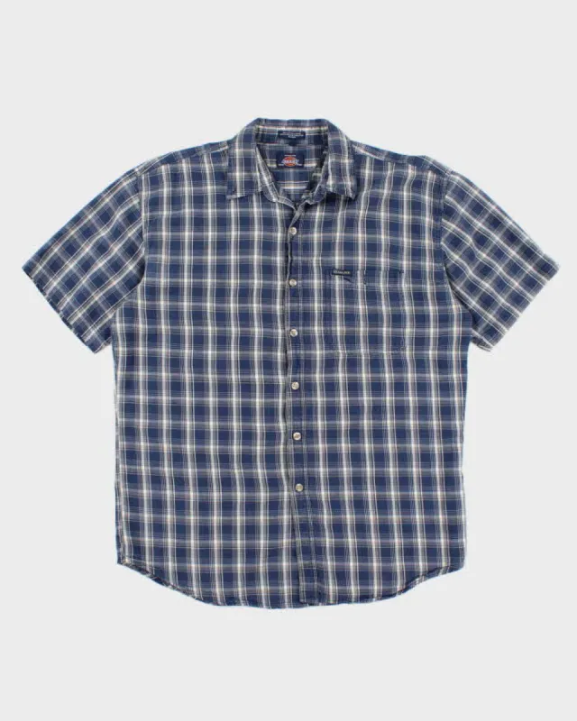 Men's Blue Checked Dickies Button Up Shirt - L sold by Rokit