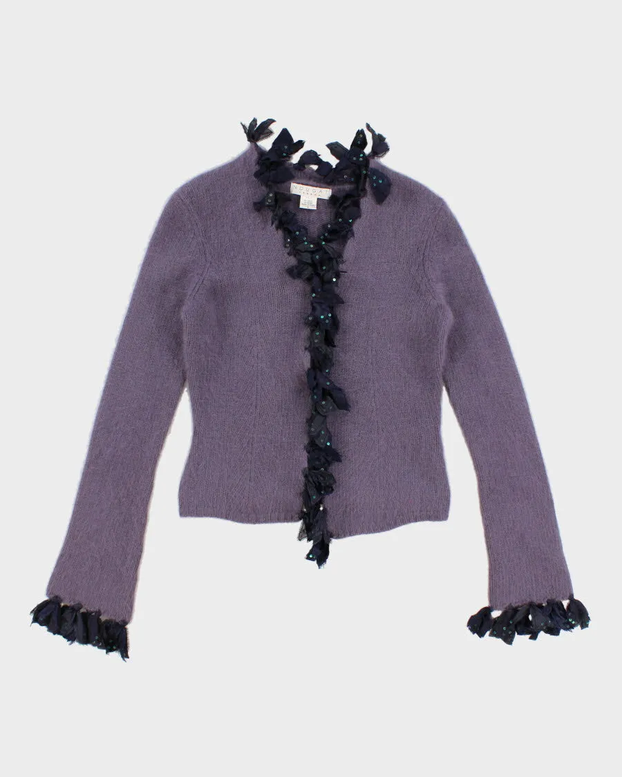 Womens Lavender Angora Lambswool Blend Cardigan - XS sold by Rokit