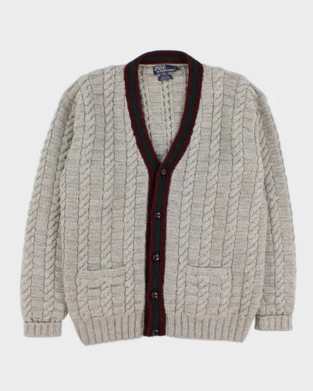 Mens Grey Ralph Lauren Cable Knit Cardigan - M sold by Rokit