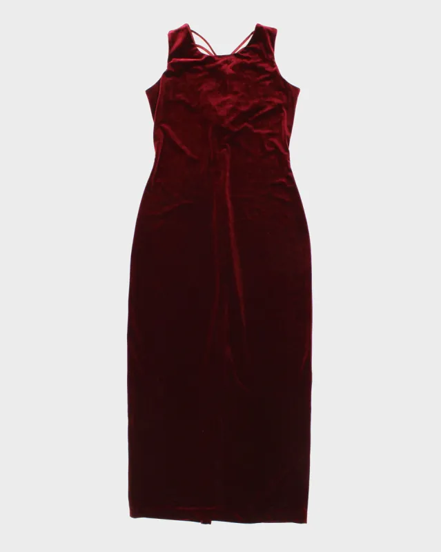 Womens 1990s Burgundy Velvet Evening Dress - S made by Rokit