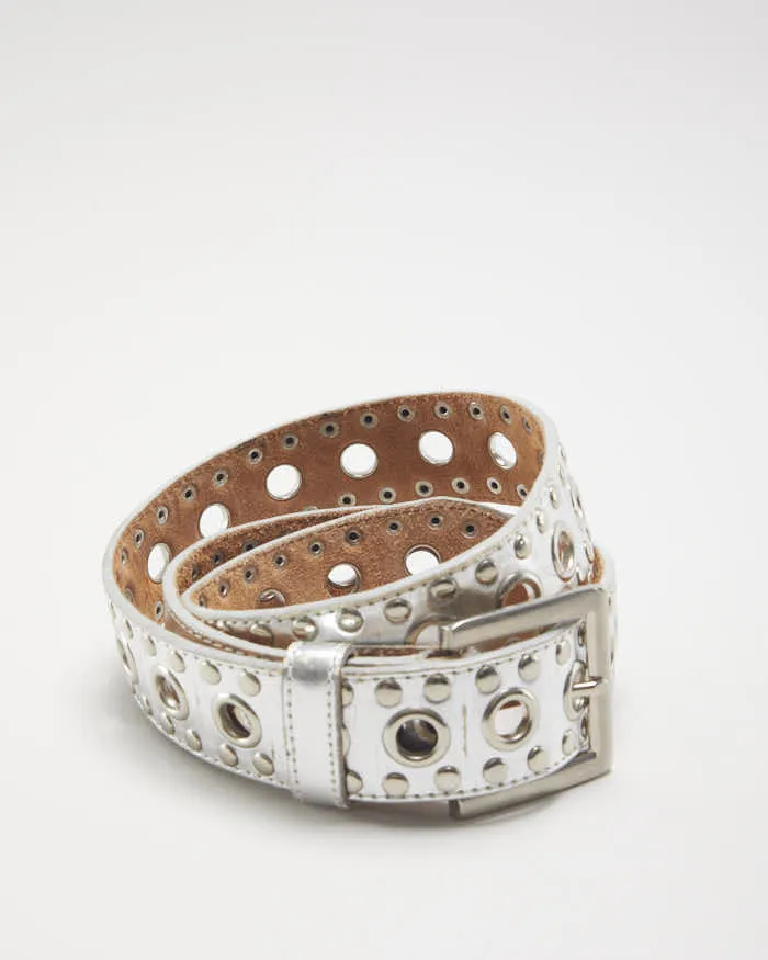 Vintage Silver Leather Belt sold by Rokit