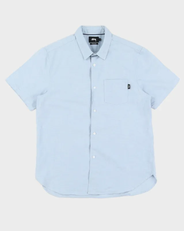 Stussy Blue Cotton + Linen Shirt - L sold by Rokit