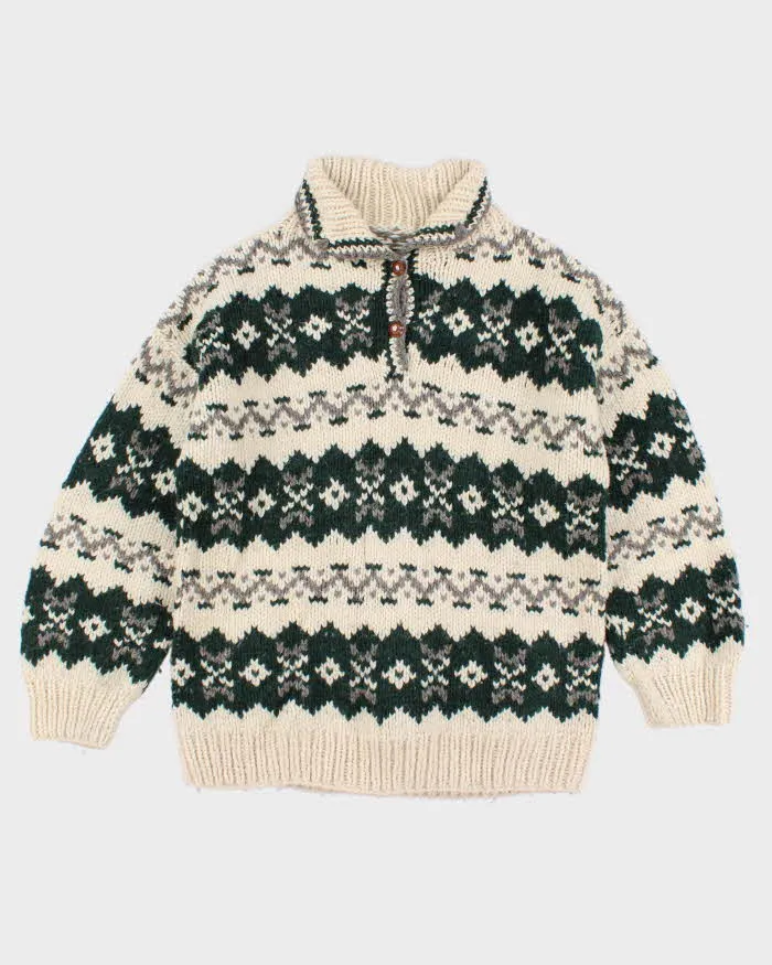 Mens Cream Hand Knit Wool Sweater - XL sold by Rokit