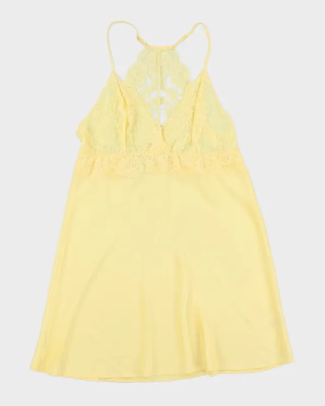 Y2k 00s La Vie En Rose Yellow Slip Dress - L made by Rokit